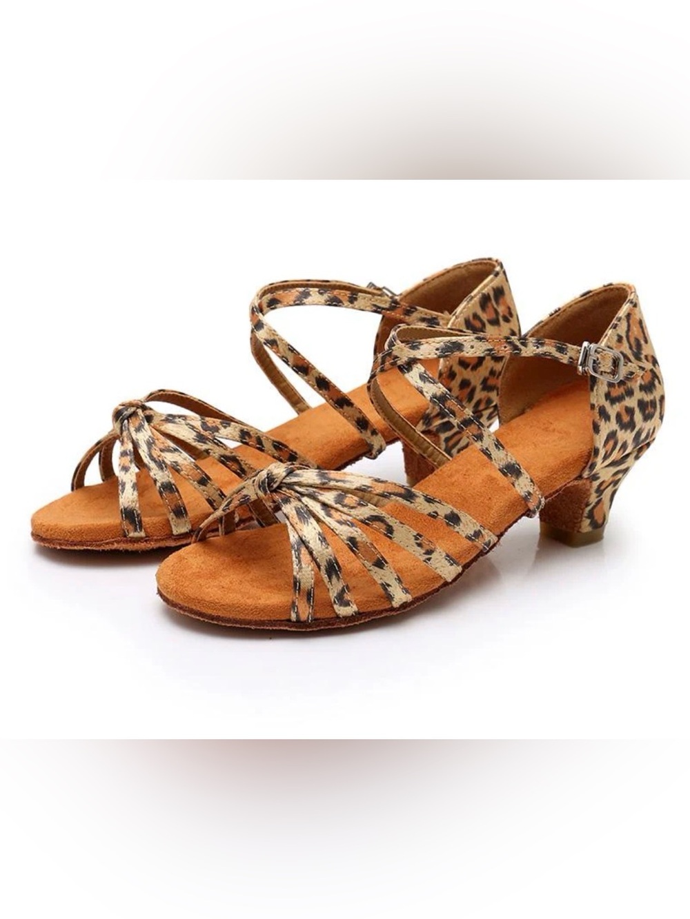 Women’s Leopard Strappy 4.5 CM Heels Ballroom Dance Shoes Latin Dance Shoes